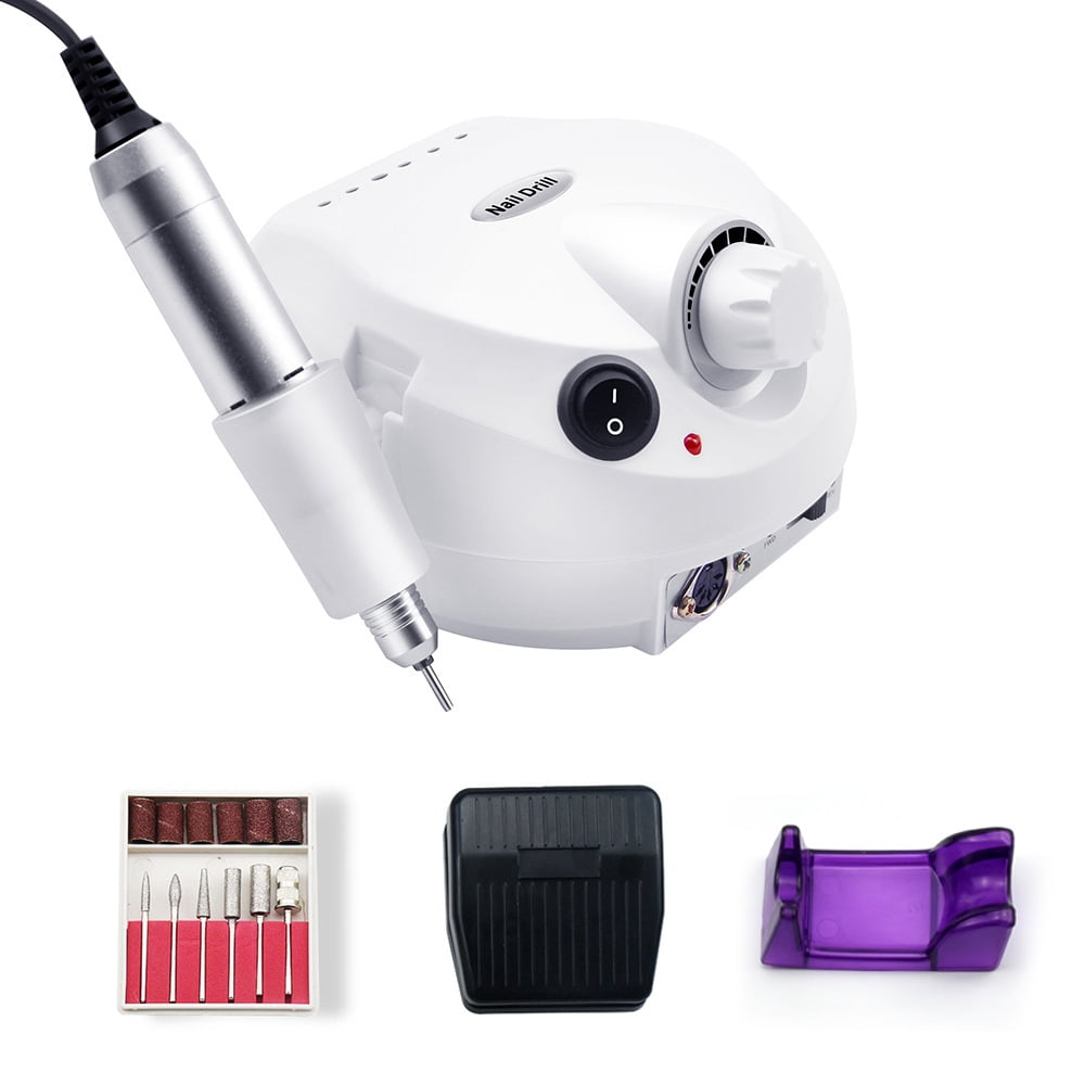 20,000 RPM Professional Electric Nail Drill Set – Nail Art Polisher & Gel-Polish Remover Kit with 6 Bits, Portable Grinder for Home & Salon Manicure/Pedicure