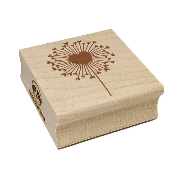 Heart Love Dandelion Square Rubber Stamp Stamping Scrapbooking Crafting - Small 1.25in