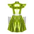 thumbnail image 7 of iiniim Womens Metallic Shiny Space Suit Flight Skater Dress with Gloves Outfit Alien Robot Green L, 7 of 7