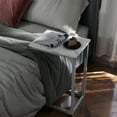 thumbnail image 2 of Melocadol C-Shaped End Table, C Shaped Under Couch Slider, Small Side Tables with Metal Frame, Adjustable Feet, for Living Room, Bedside, Sofa, TV Dinner, Recliner, White, 2 of 5