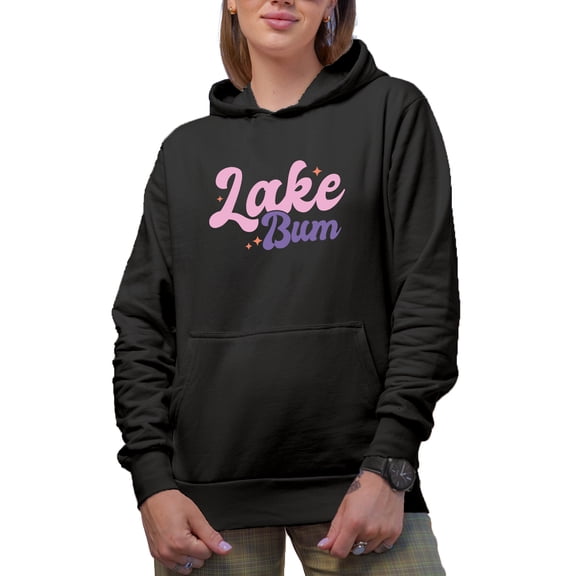 Lake Bum Gift, Black Hooded Sweatshirt or Hoodie, Small