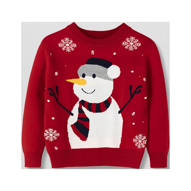 Suéter Jersey de dibujos animados para niños Estilo navideño Algodón Manga larga Top Traje de vacaciones Cgtredaw Rojo T 4-5 años Única para Niño