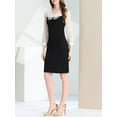 thumbnail image 5 of Allegra K Women's Elegant Peter Pan Contrast Chiffon Panel Mesh Long Sleeves A-Line Dress, 5 of 6