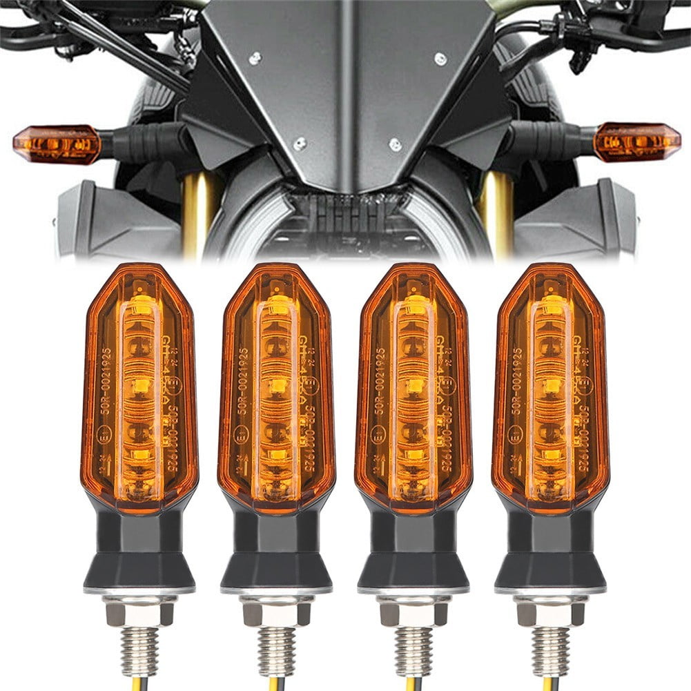4x Universal Motorcycle 12V LED Turn Signal Indicator Blinker Amber Light Lamps 