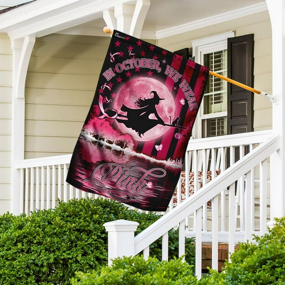 Flagwix Breast Cancer Decoration, Breast Cancer In Cctober We Wear Pink Flag - House Flag (30x40 in)