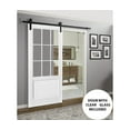 thumbnail image 3 of Sturdy Barn Door | Felicia 3599 White Silk with Clear Glass | 6.6FT Rail Hangers Heavy Hardware Set | Solid Panel Interior Doors, 3 of 6