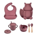 thumbnail image 2 of Juego de cubiertos de silicona suave para bebé, juego de seguridad con ventosa, tazón, taza, babero, cuchara, tenedor, cubiertos antideslizantes, bandeja de alimentación para niños, sin BPA, 2022, 2 of 4