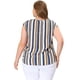 thumbnail image 4 of Women's Plus Size Blouse Keyhole Neck Cap Sleeve Stripe Top Navy 4X, 4 of 6