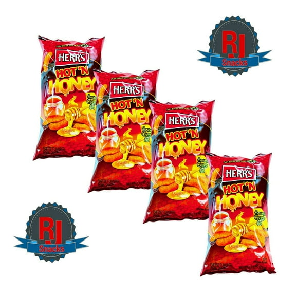 Herr's Hot N Honey Cheese Curls 3 oz Pack of 3 (Curated by RJ Snacks)