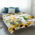 thumbnail image 4 of Spring Gnomes Blanket Soft Cozy Warm Throw Blanket for Couch, Plush Fuzzy Flannel Fleece Blankets for Sofa, Botanical Yellow Flowers Leaves Wooden Plank Bed Blankets Gifts for Men, 50"x60", 4 of 9