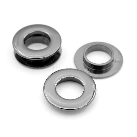 CRAFTMEMORE Metal Push Snap Together Grommet Flat Surface Snap Rings Eyelet O-Rings Purse Loop Easy Installation Pack of 4 (11mm (7/16""), Gunmetal Black)
