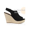 thumbnail image 3 of BLISSFUL STEP Women's Fashion Espadrille High Heel Open Toe Sandals Black 7, 3 of 6