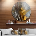 thumbnail image 1 of Designart - Fractal Yellow Connected Stripes' Abstract Circle Metal Wall Art, 1 of 4