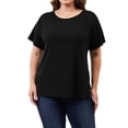 thumbnail image 4 of Women's Plus Size Maternity Tops Clothes Short Sleeve Pregnancy T Shirts Casual Loose Summer Pregnancy Clothes 1X-5X 3 Pack, 4 of 7