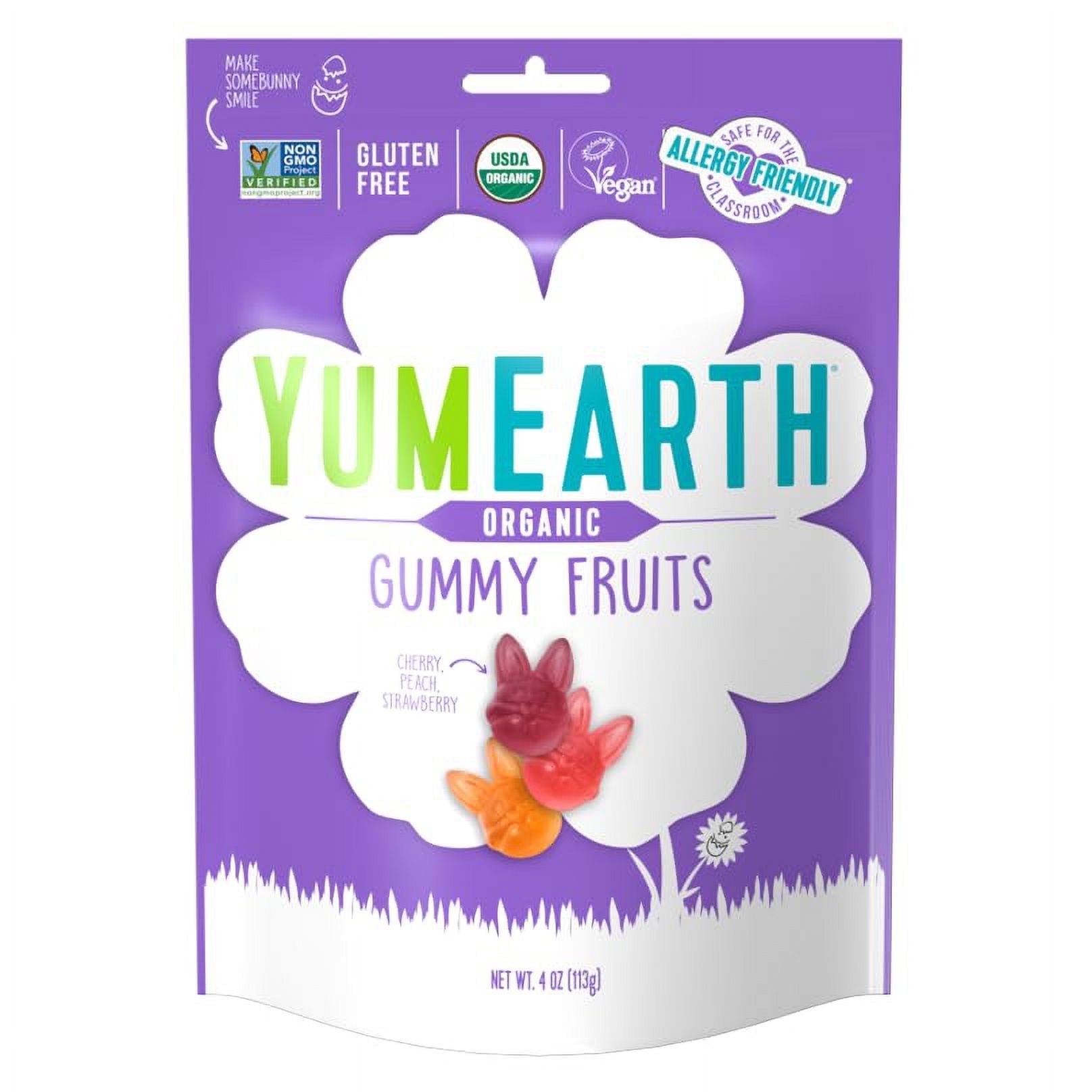 YumEarth Easter Candy Organic BCF26 Gummy Fruits, 4 Ounce - Spring Fruit Flavors - Allergy Friendly, Gluten Free, Non-GMO, Vegan, No Artificial Dyes