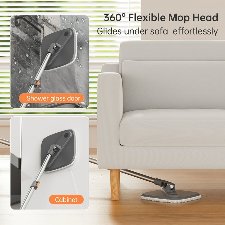 KZKR Spin Mop and Bucket, Microfiber Mop with Dirty and Clean