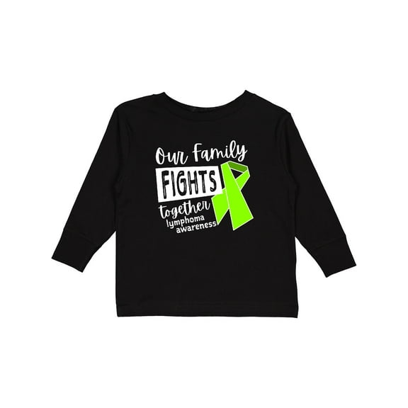 Inktastic Our Family Fights Together Lymphoma Awareness Lime Ribbon Boys or Girls Long Sleeve Toddler T-Shirt
