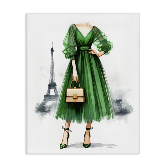 Stupell Industries Art Deco Parisian Green Dress Canvas Art, 16 x 20, by Amanda Greenwood