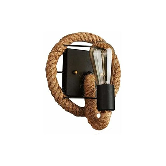 Vintage Retro Hemp Rope Wall Light American Style Industrial Iron Lamp for Bars Lofts Restaurants Corridors Balconies (No Light Source)