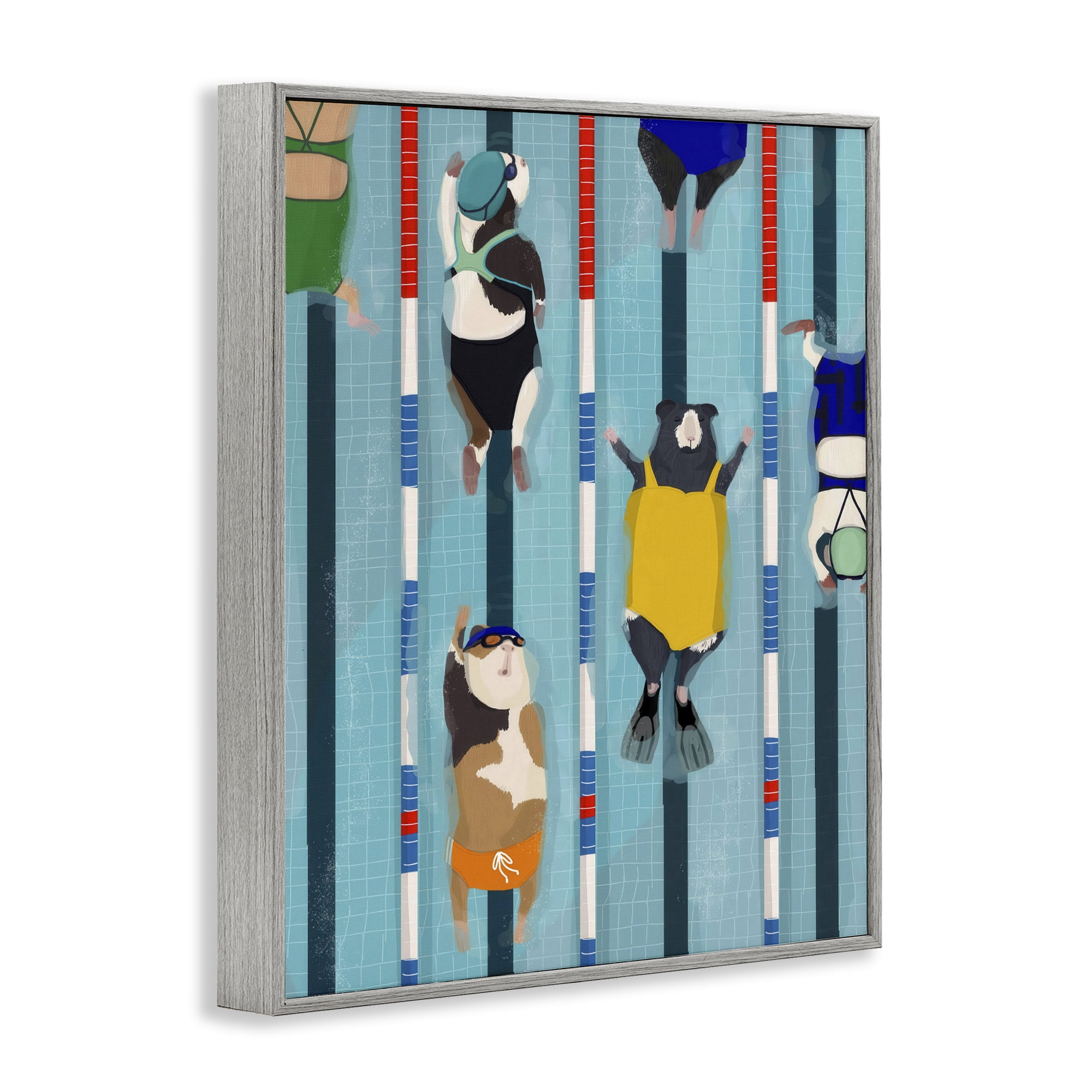 Stupell Industries Guinea Pigs at Lido Gray Framed Giclee Art, design by Hanna Melin