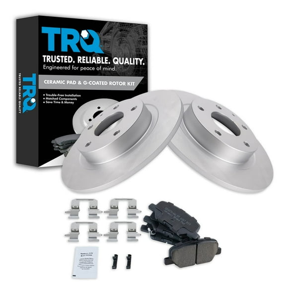 TRQ Rear Brake Pad & Rotor Kit Brake Pads Brake Rotor Ceramic Premium G-Coated Fits Select 2014-2015 Mazda 6