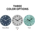 thumbnail image 2 of Wall Clock, 10 Inch Wall Clocks Battery Operated Silent Non Ticking, Round Wooden Rustic Clocks Decor for Kitchen, Bathroom, Living Room, Home, Bedrooms, Office (Navy Blue), 2 of 7