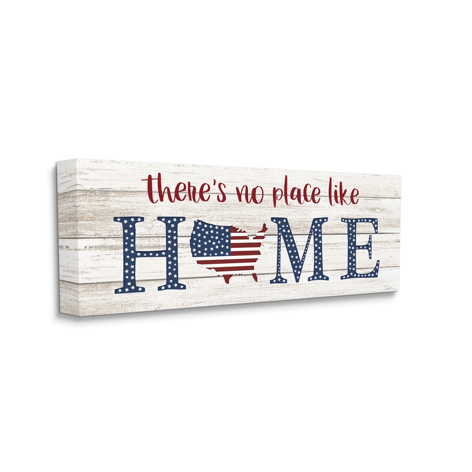Stupell Industries Patriotic There's No Place Like Home Phrase Americana, 40 x 17, Design by Natalie Carpentieri