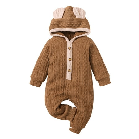 

Jdefeg 18 Month Baby Girl Clothes Long Girls Sleeve Clothes Boys Knitted Romper Jumpsuit Baby Solid Hoodie Girls Romper&Jumpsuit Baby Girl Romper Outfit Cotton Blend Khaki 90