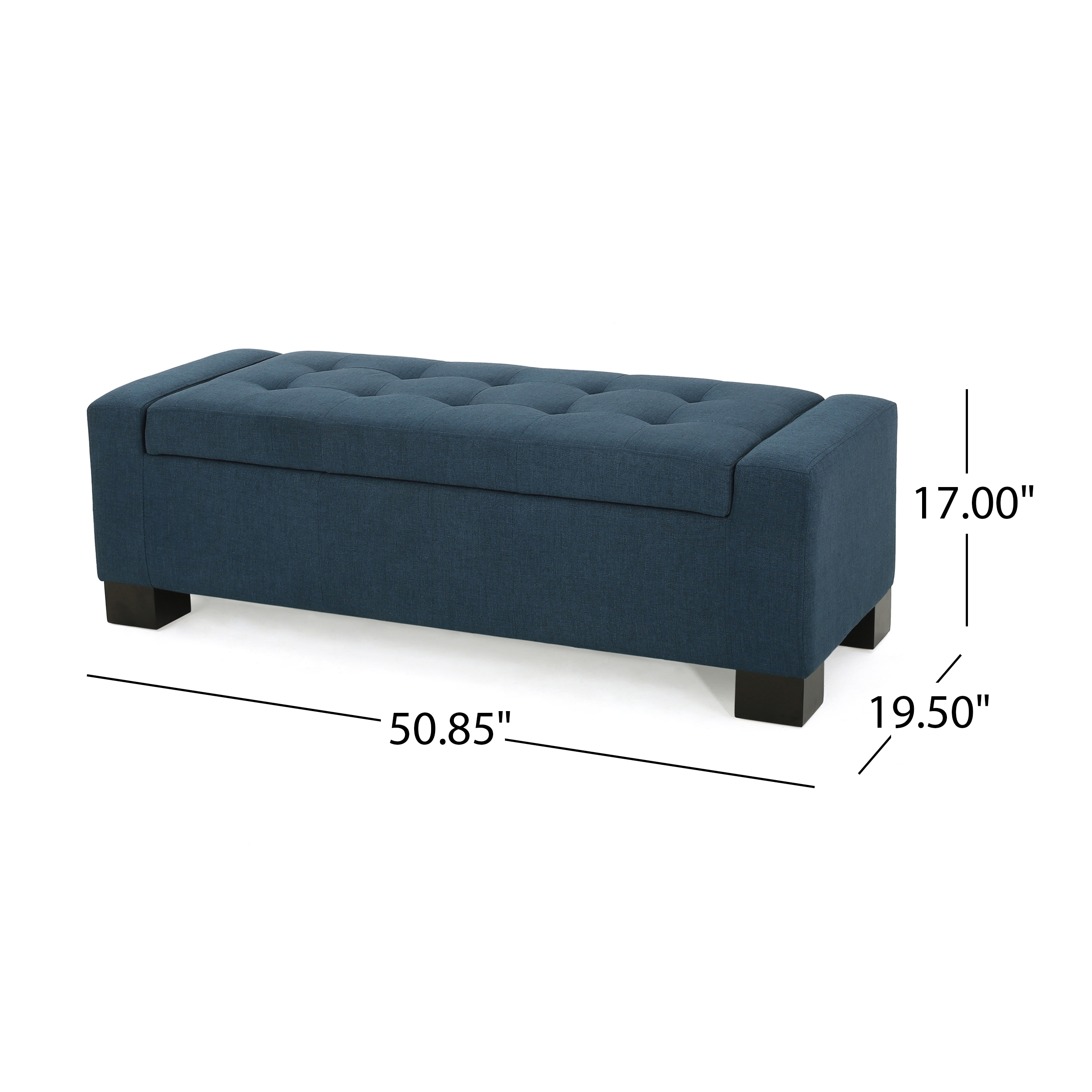 Noble House Henry Contemporary Tufted Fabric Storage Ottoman Bench ...