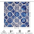 thumbnail image 2 of Blue And White Geometric Flowers Shower Curtain 4 Piece Set Bathroom Sets with Curtain Rug Toilet Cover And U Shaped Mat Watercolor Flower Bird Waterproof Shower Curtain for Bathroom Decor Set, 2 of 8