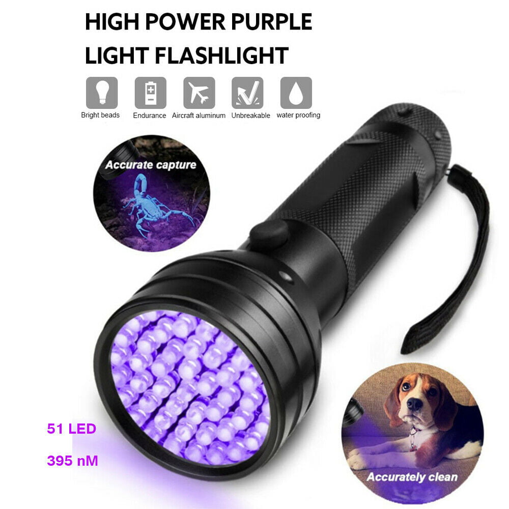 100 LED 395 nM UV Ultra Violet Flashlight Blacklight Torches Light Lamp Aluminum 