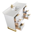 thumbnail image 3 of Fine Fixtures Opulence Collection 48 in. W x 20 in. D x 33 in. H Bathroom Vanity in White Matte with White Matte Sintered Stone Sink - Satin Brass hardware, 3 of 7