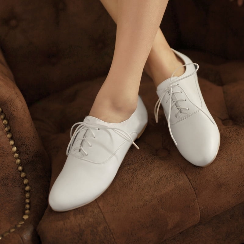 womens leather casual lace up shoes