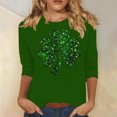 thumbnail image 4 of Aofany 3/4 Length Sleeve Womens Tops Irish Shamrock Print St Patricks Day Shirt Women Crew Neck Pullover Graphic Tee Tops Saint Patricks Day T Shirts, 4 of 4
