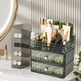 thumbnail image 3 of Makeup Organizer with Stackable Drawers Large Capacity Makeup Vanity Organizer with Compartment 3 Tier Cosmetic Storage Rack  Pattern Makeup Case Organizer for Dresser Bathrooms, 3 of 7
