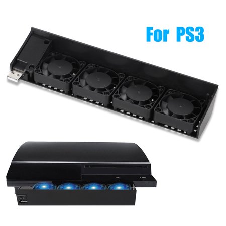 2 in 1 Super Turbo Temperature Cooling Fan & 2.0 USB Charging Adapter for Charging and USB Disk Controller Splitter Extender for Sony Playstation 3 PS3