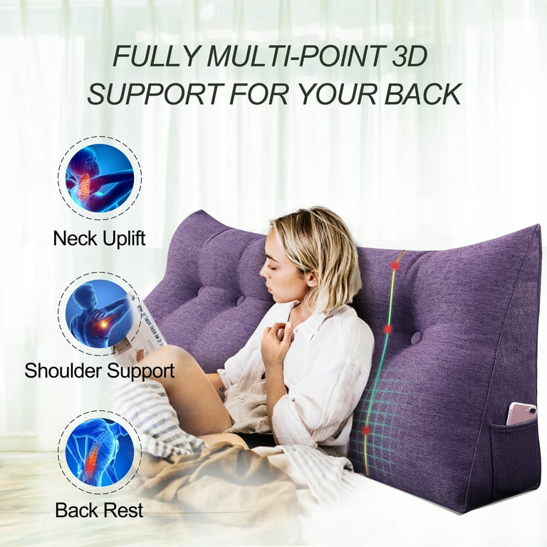 Sofa Cushion Bed Wedge Pillow,Folding Memory Foam Incline Cushion for Back  and Waist Neck,Washable Triangle Shaped Reading Support