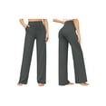thumbnail image 3 of Wide Leg Pants Woman High Waist Yoga Pants with Pockets Loose Stretch Work Sweatpants Casual Lounge Dark Gray XL, 3 of 7