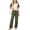 Army Green, variant on Amidoa Toddler Girls 2 Piece Outfits Summer Clothes T Shirt Cute Solid Color Ruffle Sleeve Short Sleeves Casual Pants Kids Clothing Sets Navy Size 3T