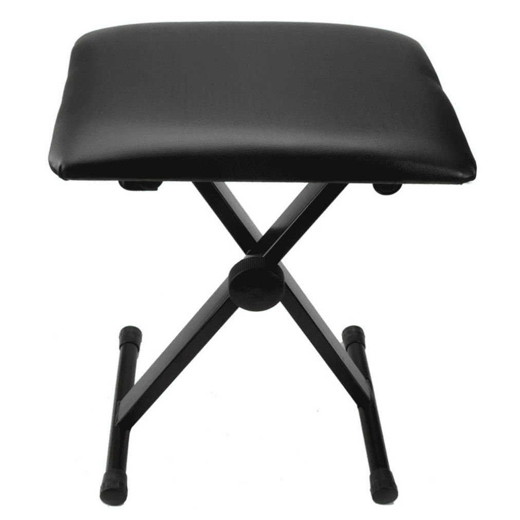Hassch 15.7"W Folding Piano Stool, 16.5-19.6in Height-Adjustable Padded Seat with Sturdy Iron Frame, X-Style & Non-Skid Design, Black