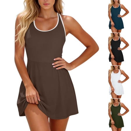 QIUOMBBP 1 Piece Swim Dress for Women Crisscross Back Tummy Control Swimdress Slimming Vacation Bathing Suit Green S