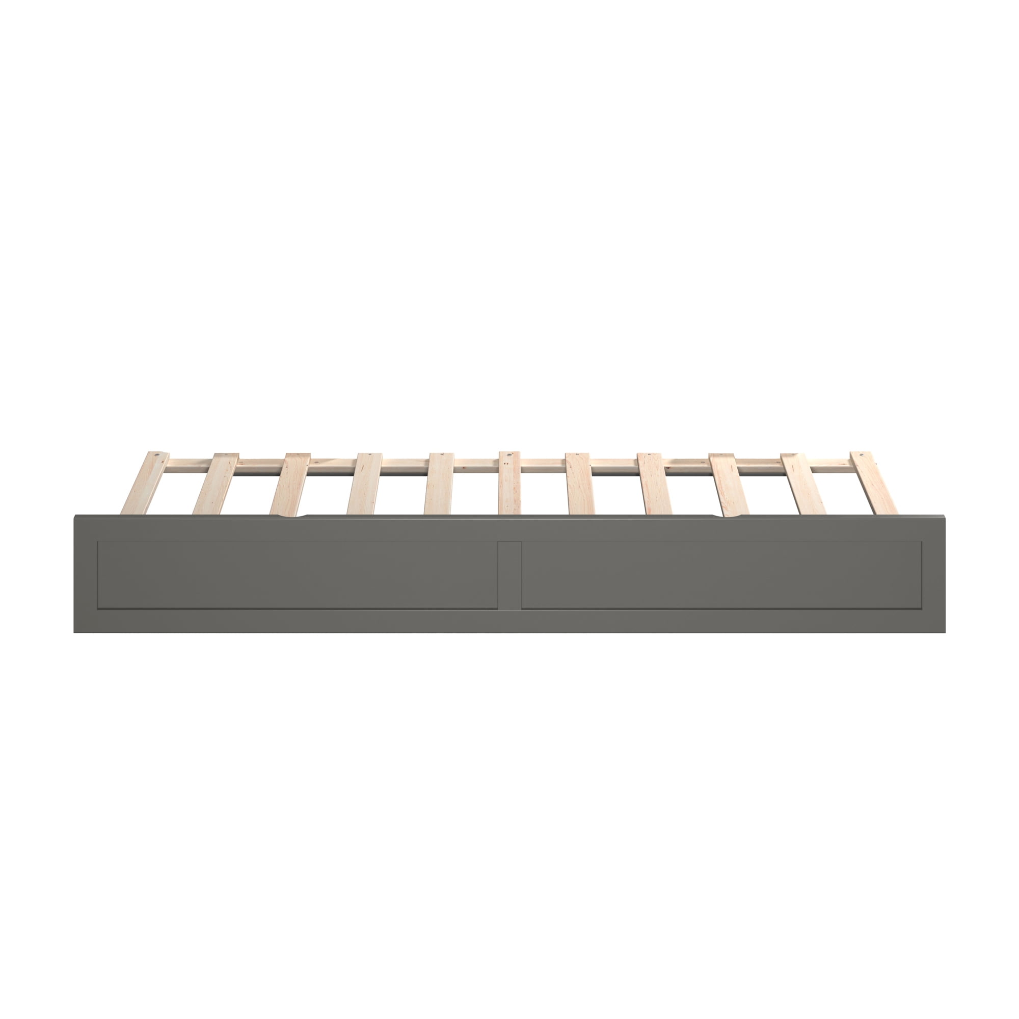 AFI Twin Roll Out Wood Trundle Bed Frame with Wooden Slat Supports, Grey