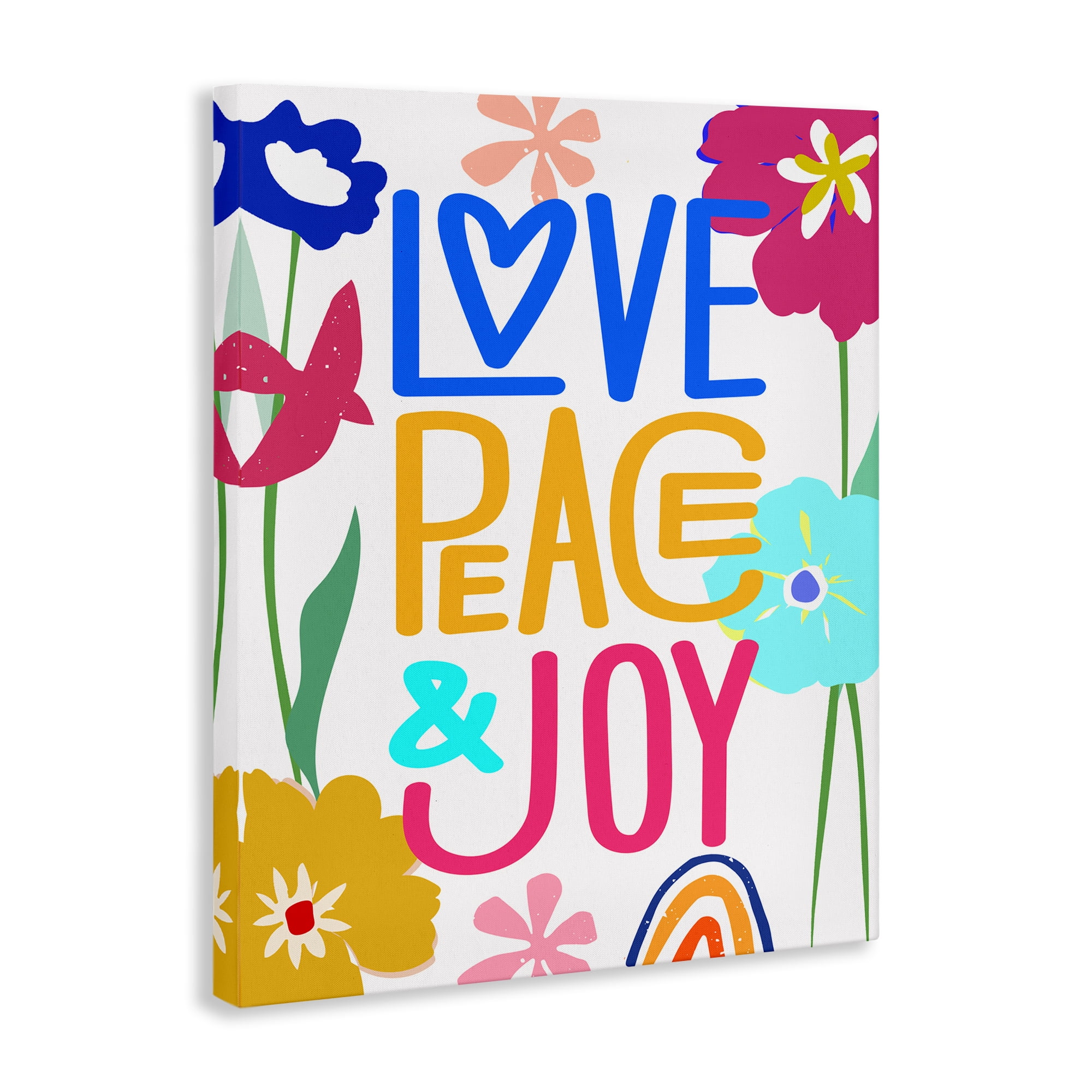 Stupell Industries Bold Love Peace Joy Plants & Flowers Painting Wrapped Canvas Art Print Wall Art, 36 x 48