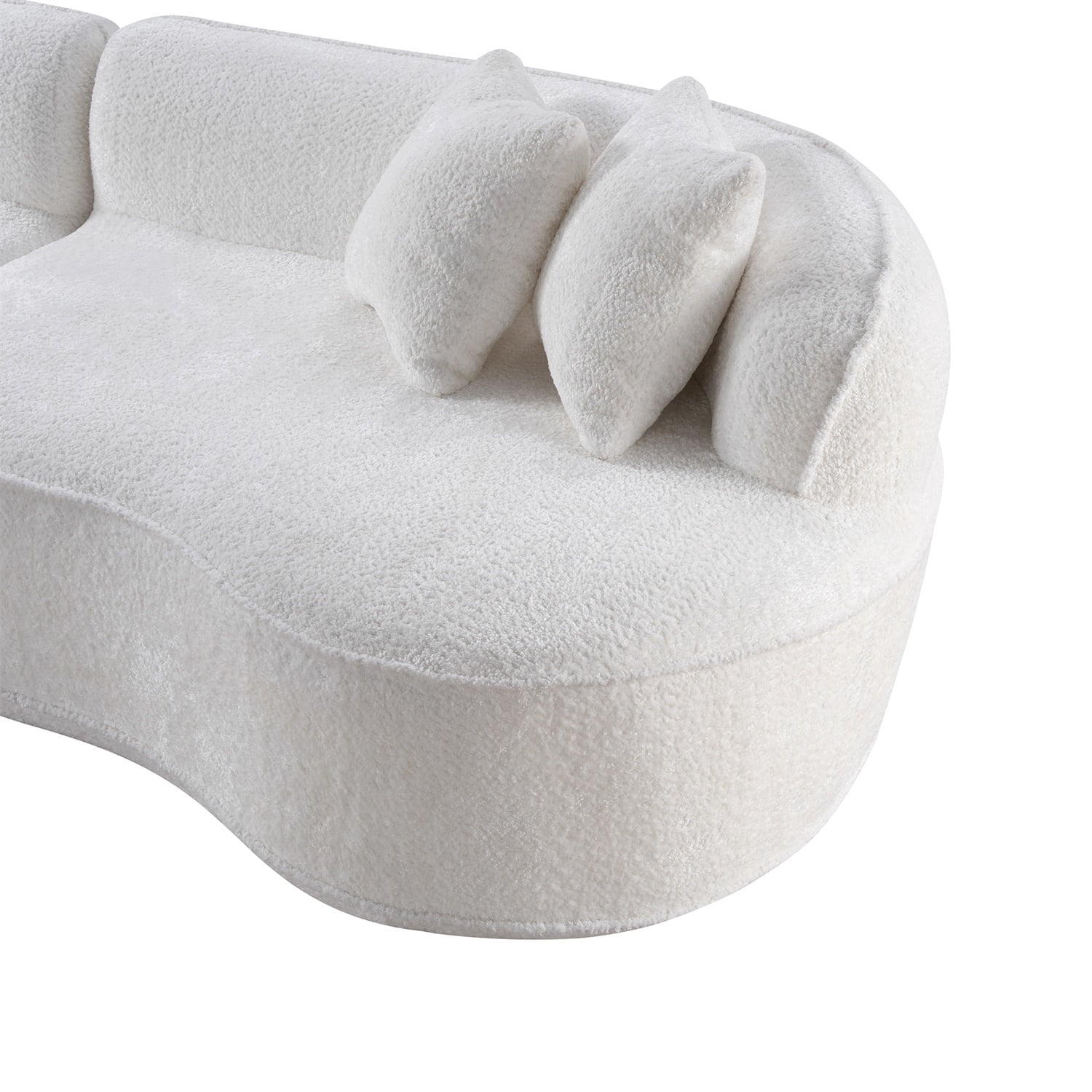 Hommoo 114" Modern Curved Luxury Sectional Sofa, 4-Seat Boneless Cloud Couch Comfy Sleeper Couch for Living Room & Bedroom, White