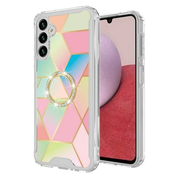 Shockproof Tough Snap-on Case with Ring Grip for Samsung Galaxy S24 - Rainbow