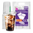 thumbnail image 1 of Berry Hip 50 Vasos de Plastico de 20 oz (591 ml) con Tapa Plana, Perfecta para Popotes,Transparentes, Desechables, Vasos Perfectos para Llevar Café, Chocolate, Bebidas Frias, Batidos, Malteadas… Best Trading VTP20-1, 1 of 5