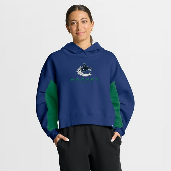 Women's Fanatics Blue Vancouver Canucks Back Check Boxy Hoodie