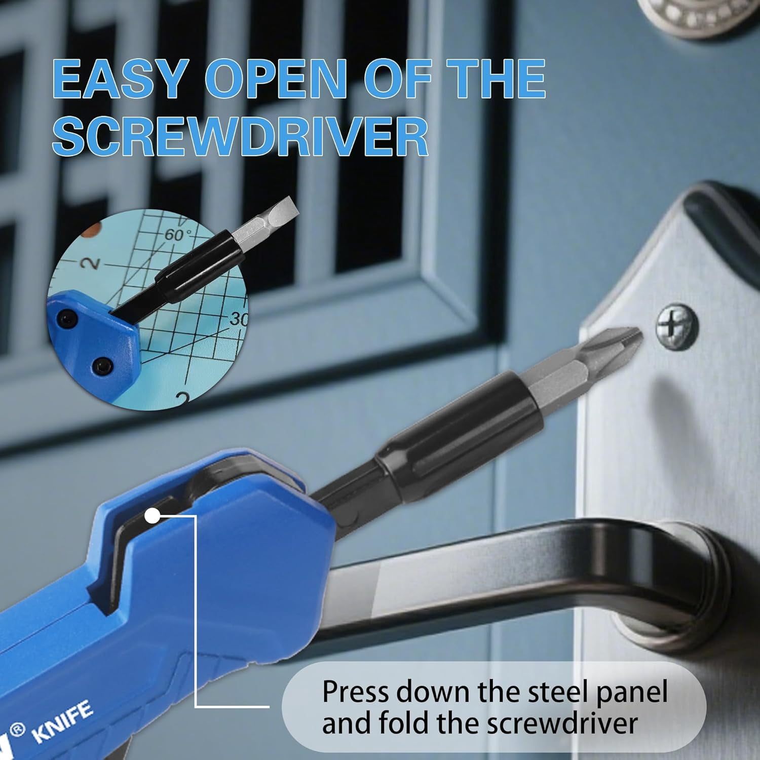 Folding Utility Knife with Screwdriver, Heavy Duty Zinc Alloy Lock-back Cutter