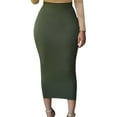 thumbnail image 4 of Imcute Muslim Bodycon Skirt High Waist Stretch Long Women Plus Size Winter Knitted Ladies Pencil Skirt Navy M, 4 of 5