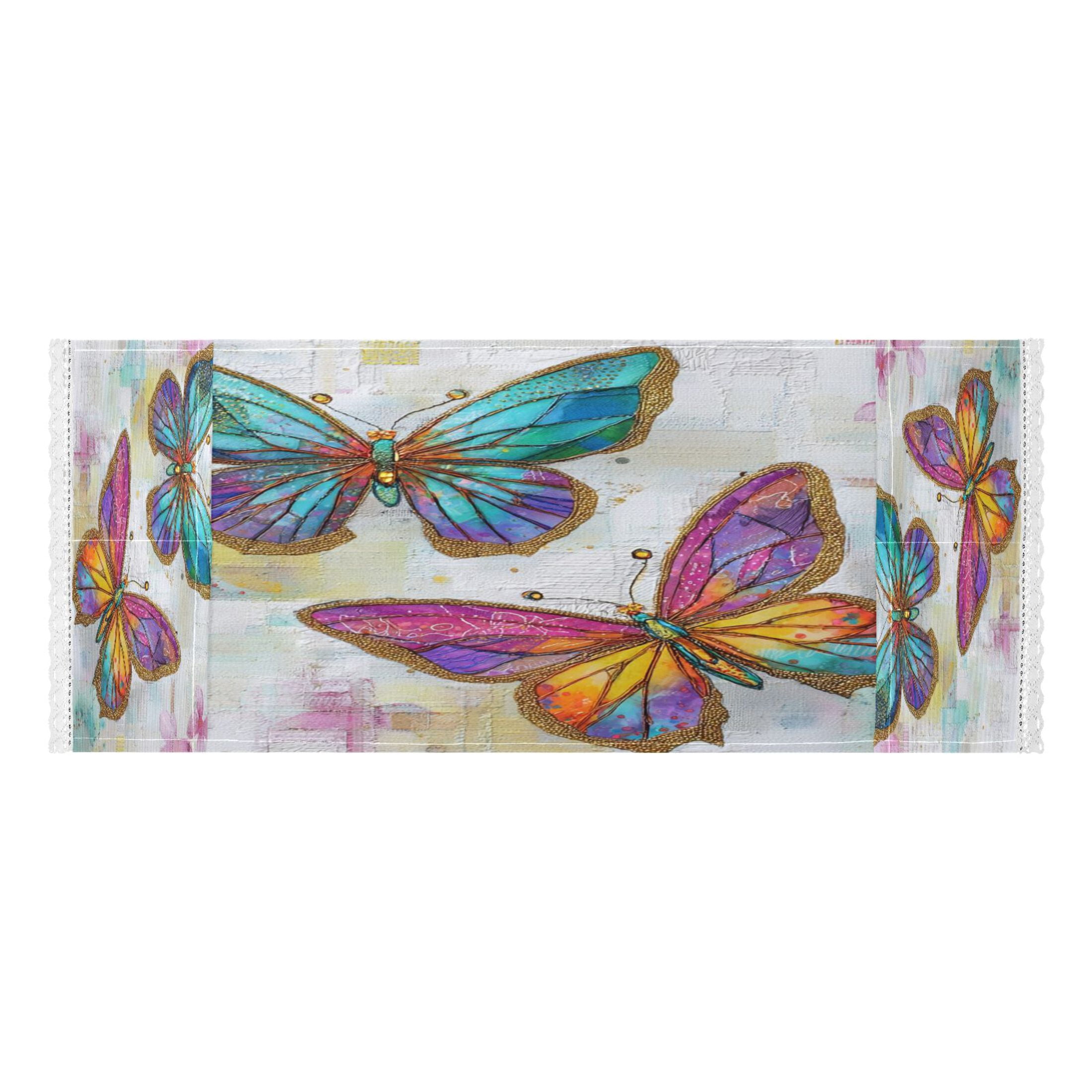 Washing Machine Cover 51.2x22in, Durable Polyester Dust Cover with Lace Trim and Side Pocket for Appliances Artistic Butterfly